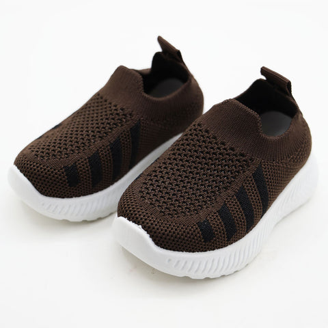 Brown Mesh Slip On Sneakers