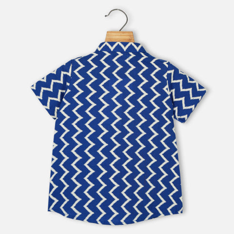 Blue Chevron Printed Half Sleeves Shirt