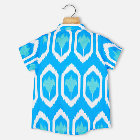 Blue Aztec Printed Half Sleeves Shirt