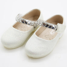 Load image into Gallery viewer, Peach &amp; White Embellished Ballerina With Velcro Strap
