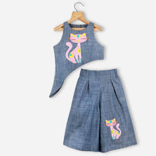 Load image into Gallery viewer, Blue Kitty Embroidered Co-Ord Set
