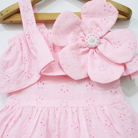 Pink Layered Broderie Cotton Dress