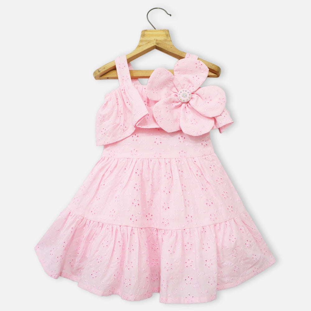 Pink Layered Broderie Cotton Dress