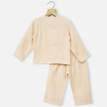 Load image into Gallery viewer, Beige Full Sleeves Muslin Cotton Night Suit
