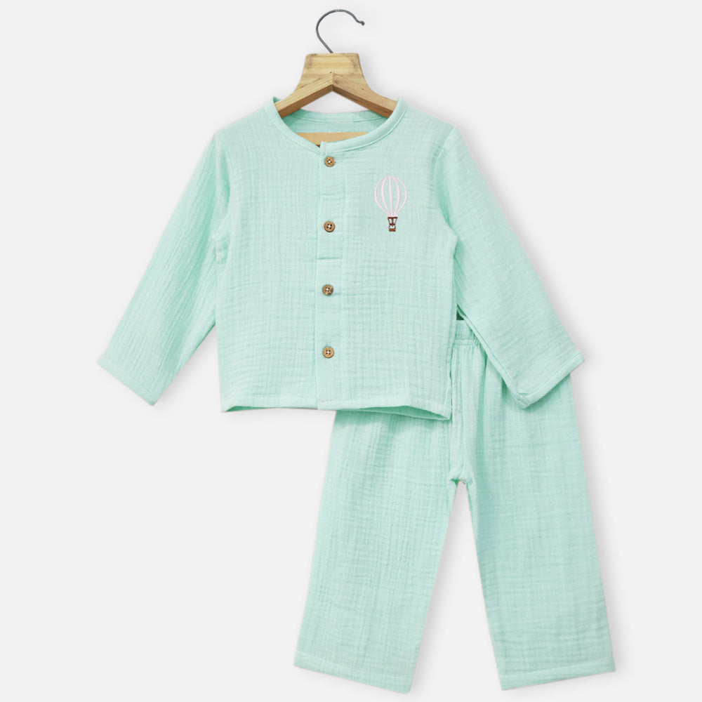 Mint Full Sleeves Muslin Night Suit