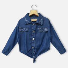 Load image into Gallery viewer, Blue Front Tie Knot Denim Shirt
