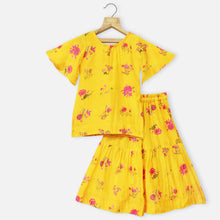 Load image into Gallery viewer, Yellow Floral Kurta With Sharara &amp; Dupatta
