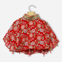 Load image into Gallery viewer, Red Embroidered Cape Top With Flared Palazzo
