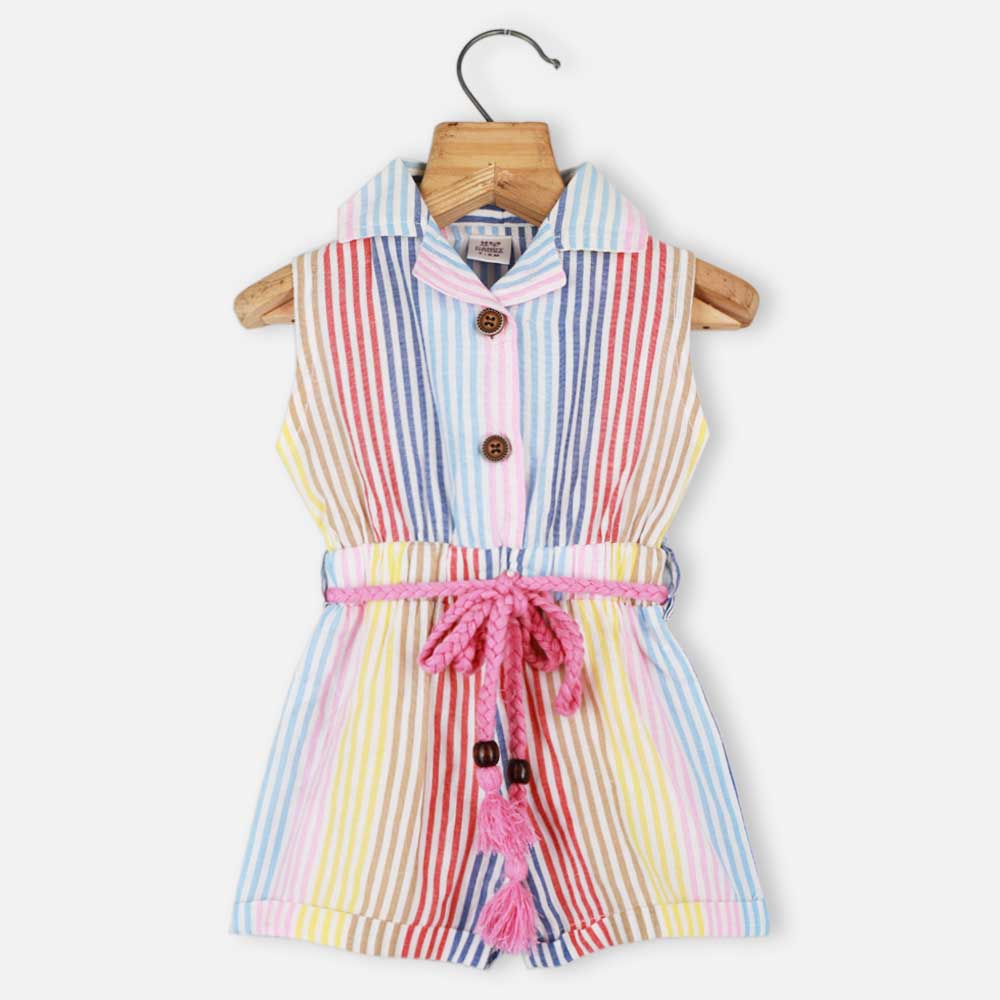 Colorful Striped Printed Cotton Jumpsuit