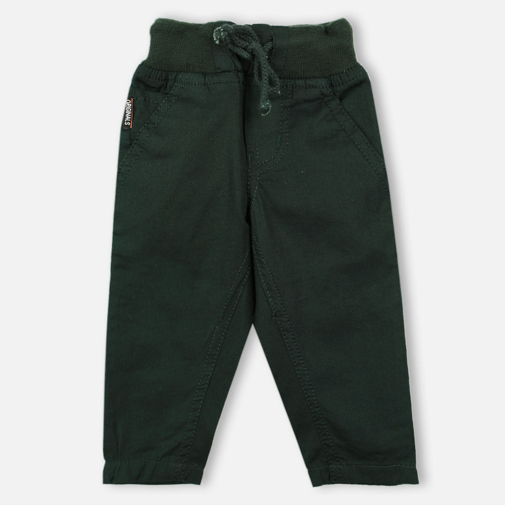Green Ribbed Waistband Pants