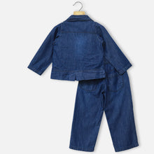 Load image into Gallery viewer, Blue Crop Top With Jacket &amp; Pant Co-Ord Set
