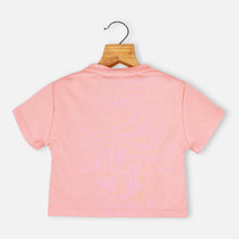 Load image into Gallery viewer, Peach &amp; Black Holographic Half Sleeves Top
