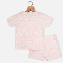 Load image into Gallery viewer, Peach Half Sleeves T-Shirt With Shorts Co-Ord Set
