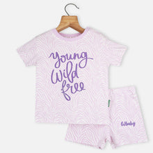 Load image into Gallery viewer, Purple Half Sleeves T-Shirt With Shorts Co-Ord Set
