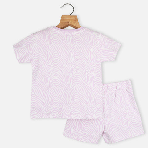 Purple Half Sleeves T-Shirt With Shorts Co-Ord Set
