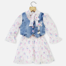 Load image into Gallery viewer, Floral Printed Dress With Blue Denim Jacket
