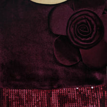 Load image into Gallery viewer, Maroon Sequins Embellished Velvet Dress
