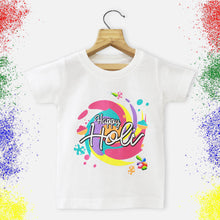 Load image into Gallery viewer, White Happy Holi Theme Half Sleeves T-Shirt
