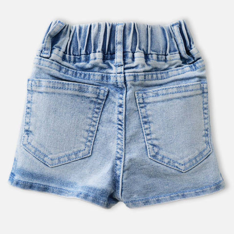 Blue Embellished Denim Shorts