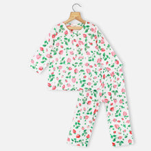 Load image into Gallery viewer, White Strawberry Printed Full Sleeves Night Suit
