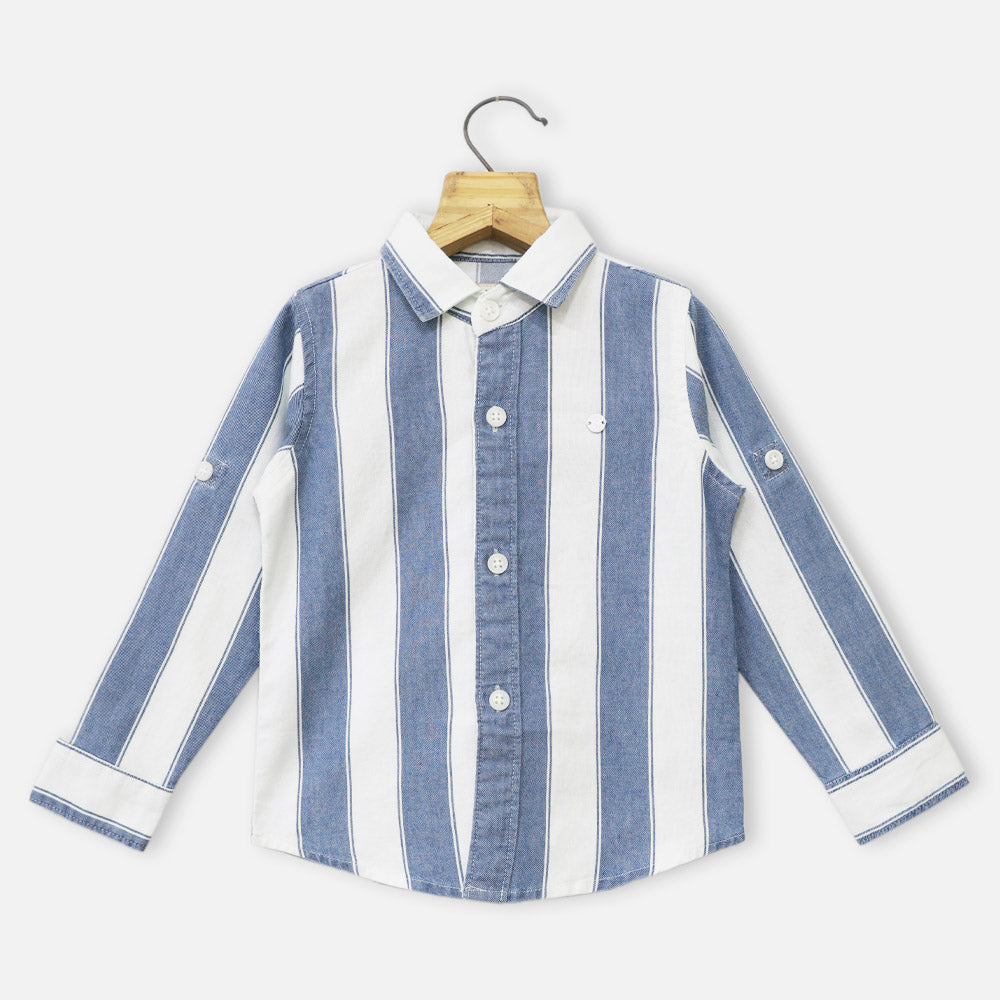 Indigo Striped Full Sleeves Shirt