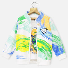 Load image into Gallery viewer, White Abstract Printed Jacket With T-Shirt
