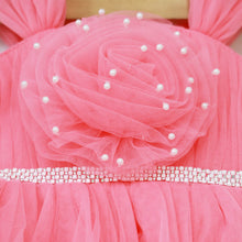 Load image into Gallery viewer, Pink Flower Embellished Party Dress With Booties &amp; Headband
