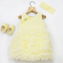 Load image into Gallery viewer, Yellow Ruffled Party Dress With Booties &amp; Headband
