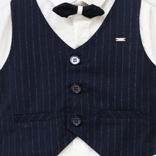 Load image into Gallery viewer, Blue Striped Waistcoat With White Shirt &amp; Pant
