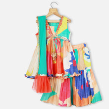 Load image into Gallery viewer, Colorful Embroidered Kurta With Sharara &amp; Net Dupatta
