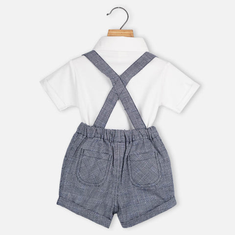 Navy Blue Dungaree With Half Sleeves T-Shirt