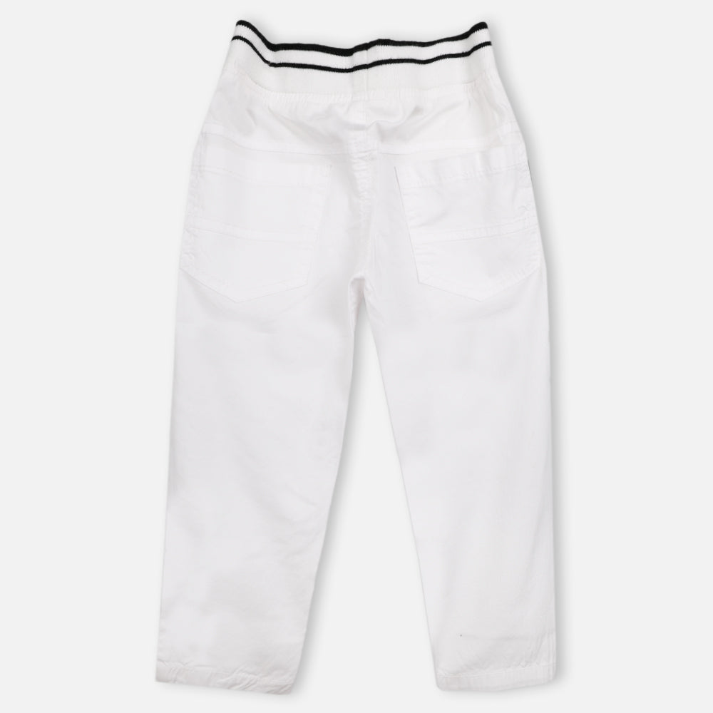 White Rib Waist Pants