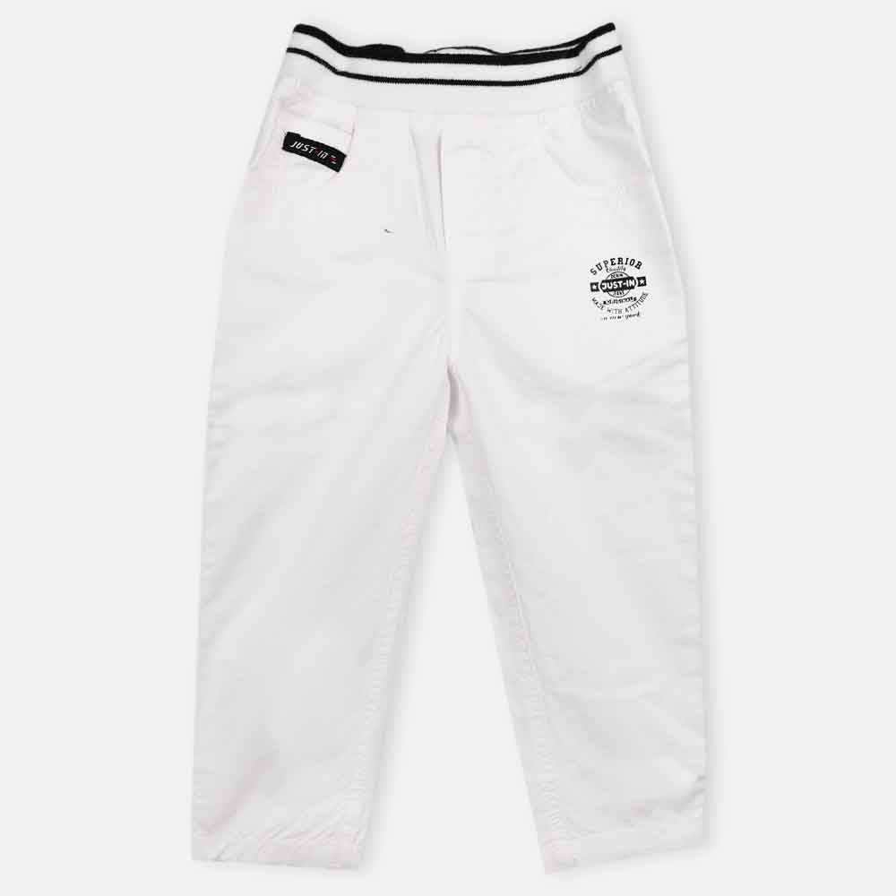 White Rib Waist Pants