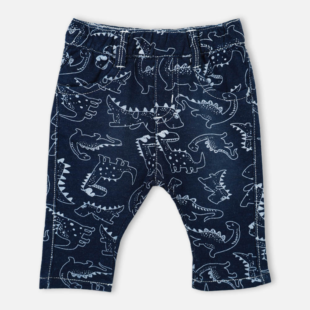 Blue Dinosaur Printed Trouser