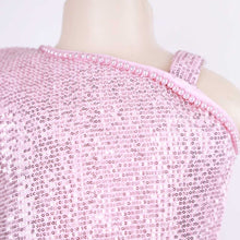 Load image into Gallery viewer, Pink Sequins Asymmetrical Neckline Top With Layered Skirt
