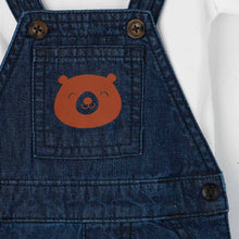 Load image into Gallery viewer, Navy Blue Bear Theme Denim Dungaree With White T-Shirt
