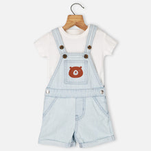 Load image into Gallery viewer, Blue Bear Theme Denim Dungaree With White T-Shirt
