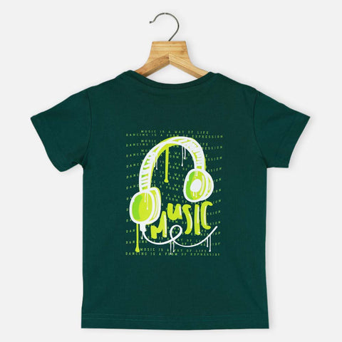 Green Back Music Theme Cotton T-Shirt