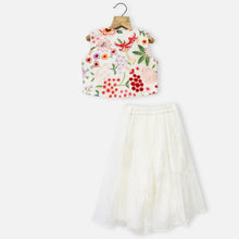 Load image into Gallery viewer, White Embroidered Crop Top With Palazzo &amp; Sling Bag
