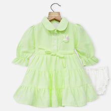 Load image into Gallery viewer, Green &amp; Yellow Checked Dress With Bloomer
