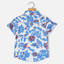 Load image into Gallery viewer, Mustard &amp; Blue Tropical Printed Half Sleeves Shirt
