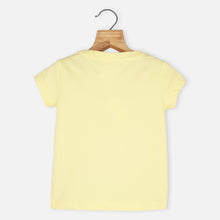 Load image into Gallery viewer, Yellow &amp; Grey Typographic Printed Half Sleeves Top
