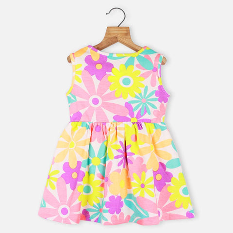 Colorful Floral Printed Sleeveless Dress