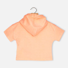 Load image into Gallery viewer, Orange Typographic Printed Hooded Top
