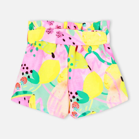 Pink Fruit Printed Elasticated Waist Shorts