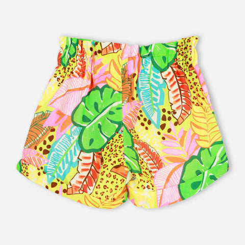 Green Tropical Printed Elasticated Waist Shorts