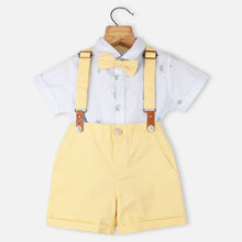 Load image into Gallery viewer, Blue Striped Shirt &amp; Yellow Shorts With Suspender Set

