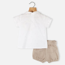 Load image into Gallery viewer, White Shorts Sleeves T-Shirt With Cotton Beige Shorts
