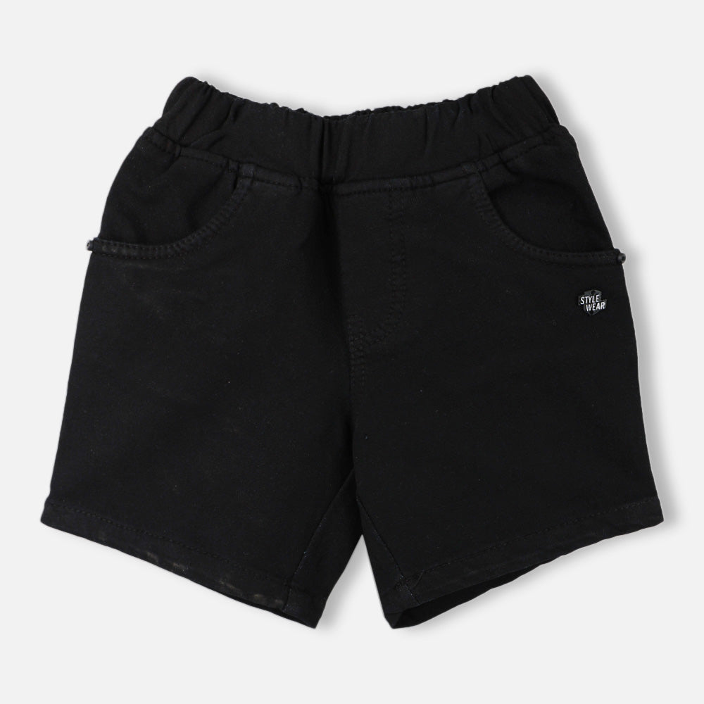 Black Elasticated Demin Shorts