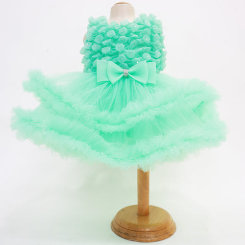 Mint Ruffled Hem Party Dress